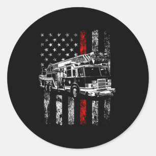 Brandweerman Amerikaanse Vlag Dunne Rode Lijn Bran Ronde Sticker