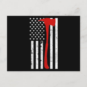 Brandweerman Amerikaanse vlag Thin Red Line Ax Briefkaart