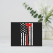 Brandweerman Amerikaanse vlag Thin Red Line Ax Briefkaart (Staand voorkant)