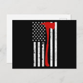 Brandweerman Amerikaanse vlag Thin Red Line Ax Briefkaart (Voorkant / Achterkant)