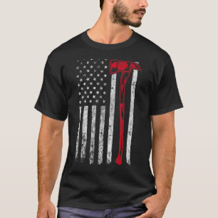 Brandweerman Ax VS vlag Thin Red Line Fireman Pat T-shirt