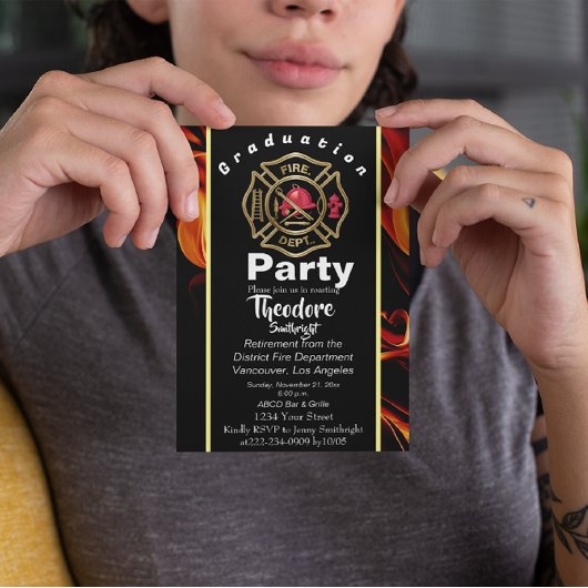 Brandweerman Badge Brandman Afstudeerfeest Kaart
