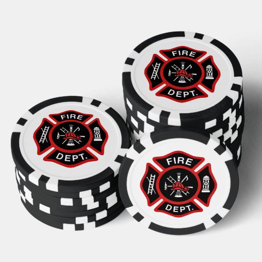 Brandweerman Badge Red Poker Chips (Opstapeling)
