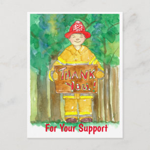 Brandweerman bedankt voor uw steun briefkaart