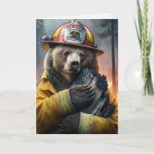 Brandweerman Beer voor dank Kaart (Voorkant)