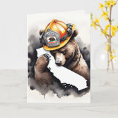 Brandweerman Beer voor dank Kaart (Gele Bloem)