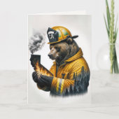 Brandweerman Beer voor dank Kaart (Voorkant)