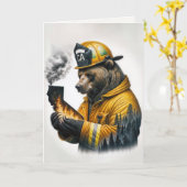 Brandweerman Beer voor dank Kaart (Gele Bloem)