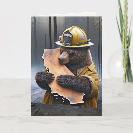 Brandweerman Beer voor dank Kaart (Voorkant)