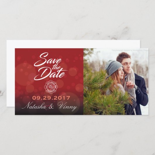 Brandweerman Bewaar de datum 8 "x4" fotokaart Save The Date (Voorkant / Achterkant)