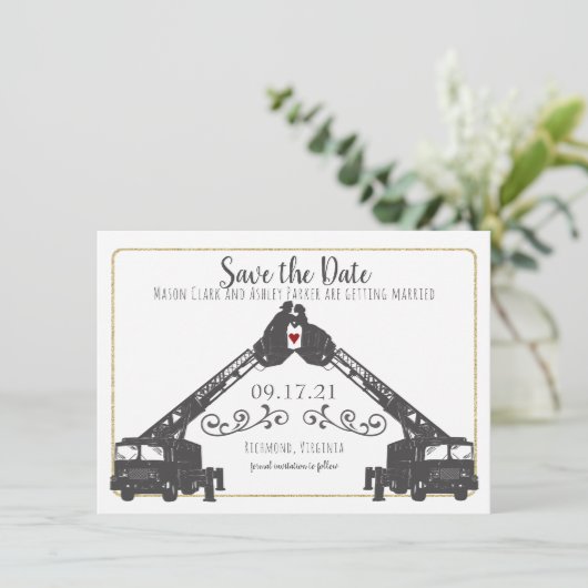 Brandweerman Bewaar de datum met foto Kaart (Staand voorkant)