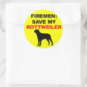 Brandweerman Bewaar Mijn Rottweiler Ronde Sticker (Tas)