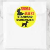 Brandweerman Bewaar mijn standaard Schnauzer Ronde Sticker (Tas)