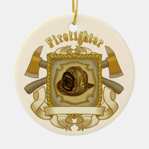 Brandweerman Bijl Schild ronde keramische ornament