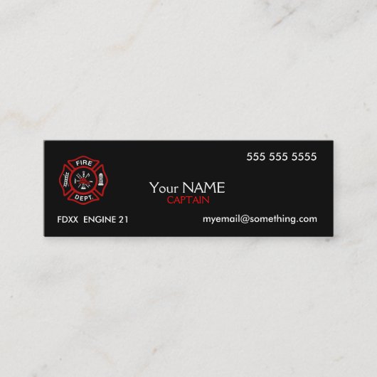 Brandweerman Black Mini Visitekaartje (Voorkant)