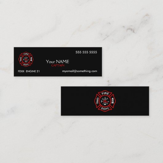 Brandweerman Black Mini Visitekaartje (Voorkant / Achterkant)