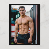 brandweerman-bodybuilder | Briefkaart (Voorkant)