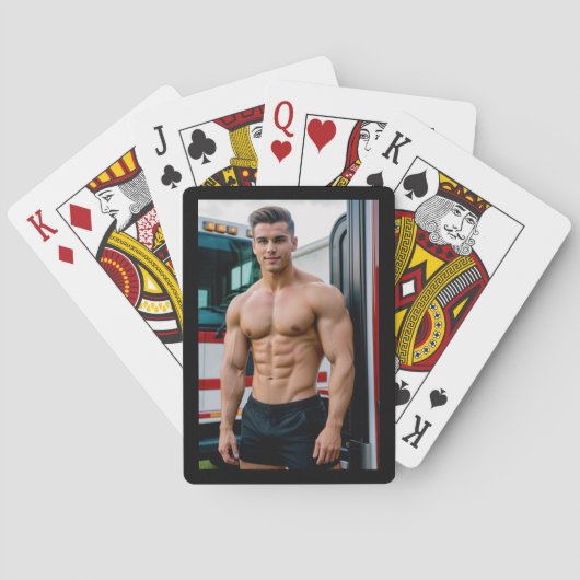 brandweerman-bodybuilder | Speelkaarten (Achterkant)