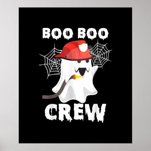 brandweerman Boo Boo Crew Halloween Ghost Fireman Poster (Voorkant)