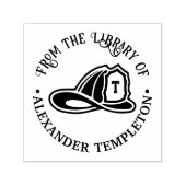Brandweerman Brandbestrijder Hoed Helm Bibliotheek Zelfinktende Stempel (Design)