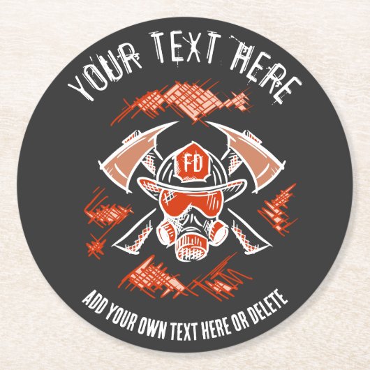 Brandweerman / Brandweer Gift Sjabloon. Ronde Kartonnen Onderzetter (Voorkant)
