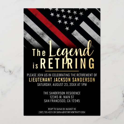 Brandweerman brandweer pensioen folie uitnodiging (Voorkant)