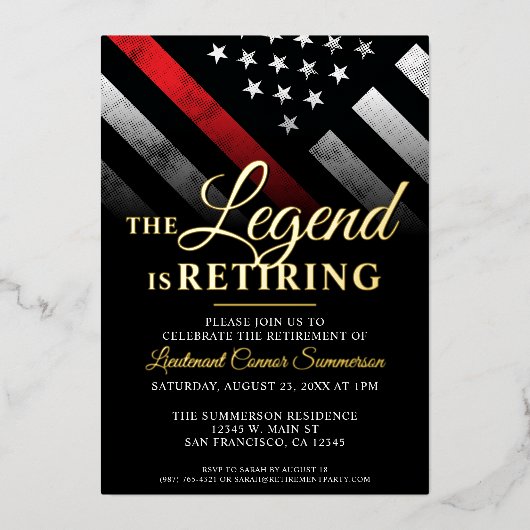 Brandweerman brandweer pensioen folie uitnodiging (Voorkant)