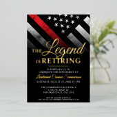 Brandweerman brandweer pensioen folie uitnodiging (Staand Voorkant)