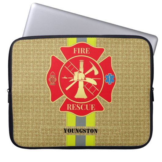 Brandweerman Brandweer Redding Bunker Gear Maltese Laptop Sleeve (Voorkant)