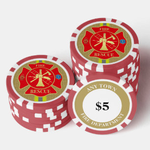 Brandweerman Brandweer Redding Bunker Gear Maltese Poker Chips
