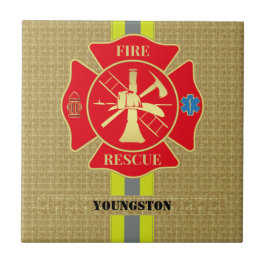 Brandweerman Brandweer Redding Bunker Gear Maltese Tegeltje