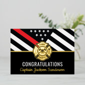 Brandweerman brandweer vlag brandweerman pensioen folie uitnodiging (Staand Voorkant)