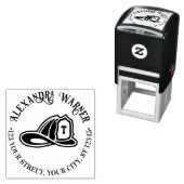 Brandweerman Brandweerhelm Naam Adres Zelfinktende Stempel (In situ)