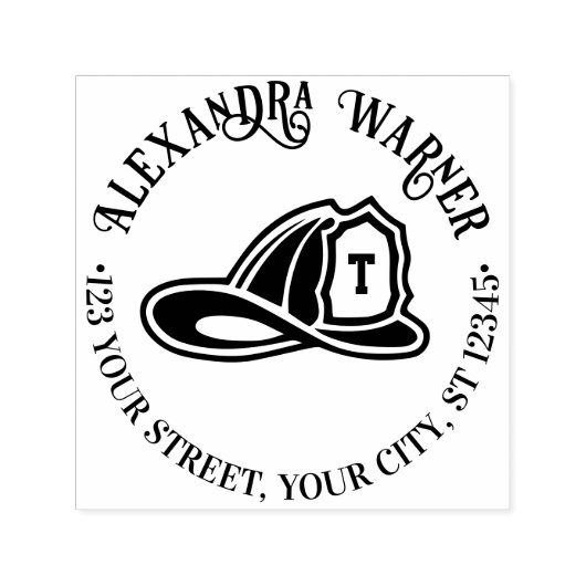 Brandweerman Brandweerhelm Naam Adres Zelfinktende Stempel (Design)