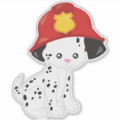 Brandweerman, Brandweerman, Dalmatiër, Schattigee Sticker (Voorkant)
