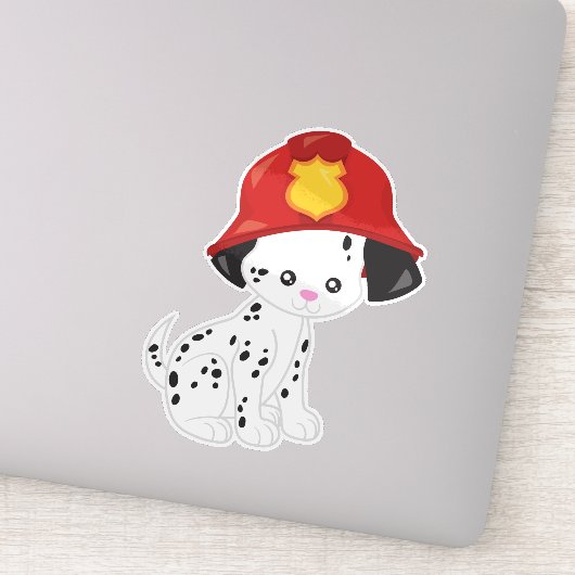 Brandweerman, Brandweerman, Dalmatiër, Schattigee Sticker (Detail)