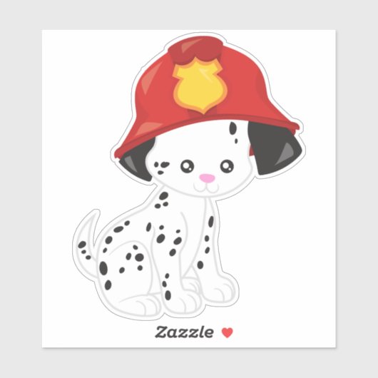 Brandweerman, Brandweerman, Dalmatiër, Schattigee  Sticker (Vel)