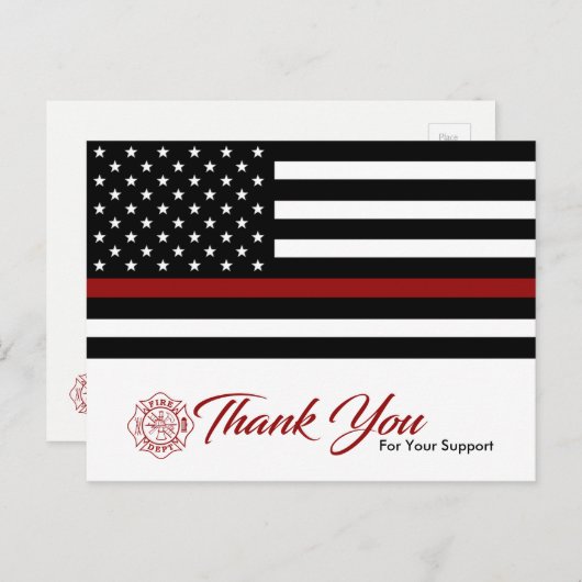 Brandweerman / Brandweerman Dank u Briefkaart (Voorkant / Achterkant)