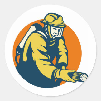 Brandweerman Brandweerman die Brandweerretro bestr Ronde Sticker