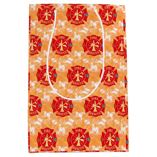 Brandweerman Brandweerredding Maltezer Kruis Brand Medium Cadeauzakje (Voorkant)