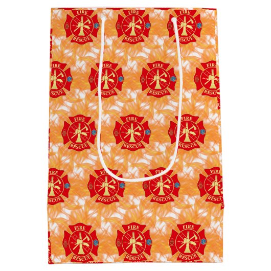 Brandweerman Brandweerredding Maltezer Kruis Brand Medium Cadeauzakje (Achterkant)