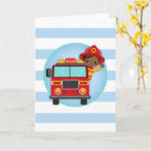 Brandweerman brandweerwagen Afro-Amerikaanse jonge Kaart (Gele Bloem)