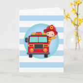 Brandweerman brandweerwagen bruin haar jongetje kaart (Gele Bloem)