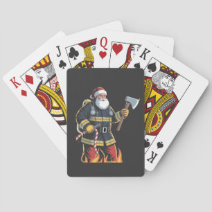 Brandweerman brandweerwagen kerstboom kerstman Ker Pokerkaarten