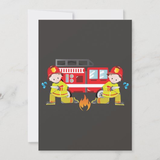 Brandweerman Brandweerwagen Verjaardagsfeest Uitno Kaart (Achterkant)