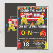 Brandweerman Brandweerwagen Verjaardagsfeest Uitno Kaart (Voorkant / Achterkant)