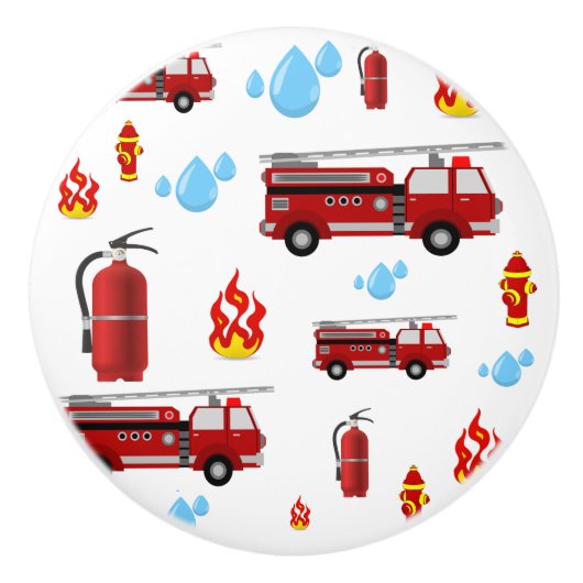 Brandweerman Brandweerwagen Vrachtwagen Kinder Jon Keramische Knop (Voorkant)