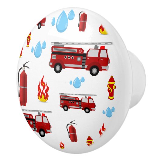 Brandweerman Brandweerwagen Vrachtwagen Kinder Jon Keramische Knop (Rechts)