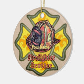 Brandweerman broer keramisch ornament (Links)