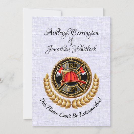 Brandweerman bruiloft uitnodiging (Voorkant)